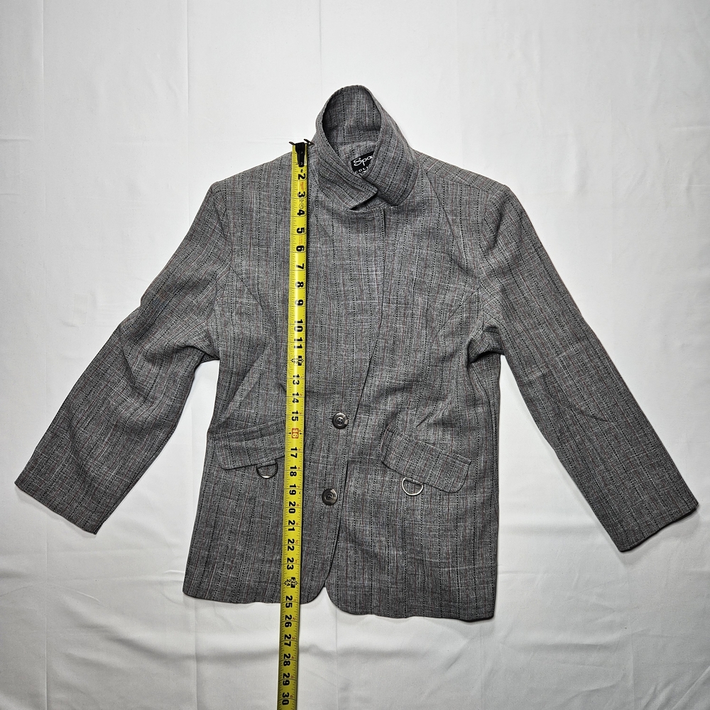 Spago Collection Women’s Blazer Jacket Gray Textured Size 8 Button Front Career